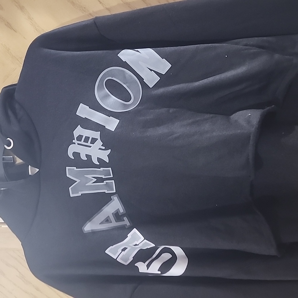 Retro Champion Black Old English Cropped Hoodie